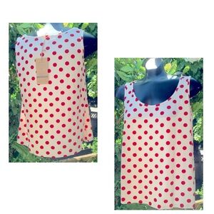 BLUE SKY - NWT Marnie Red Polka Dot Sleeveless Top, size M